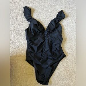 Women’s black maternity swimsuit, size large